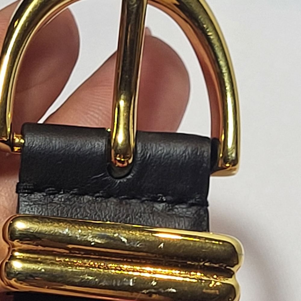 KHAITE Elegant Black Leather Belt with Gold Buckle. Not Original Pack. # 245 - Picture 10 of 14